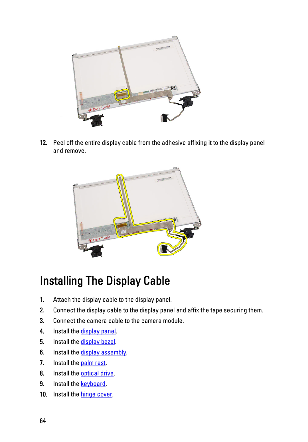 Dell P22G owner manual Installing The Display Cable 