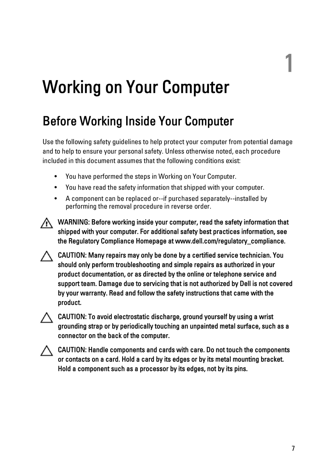 Dell P22G owner manual Working on Your Computer, Before Working Inside Your Computer 