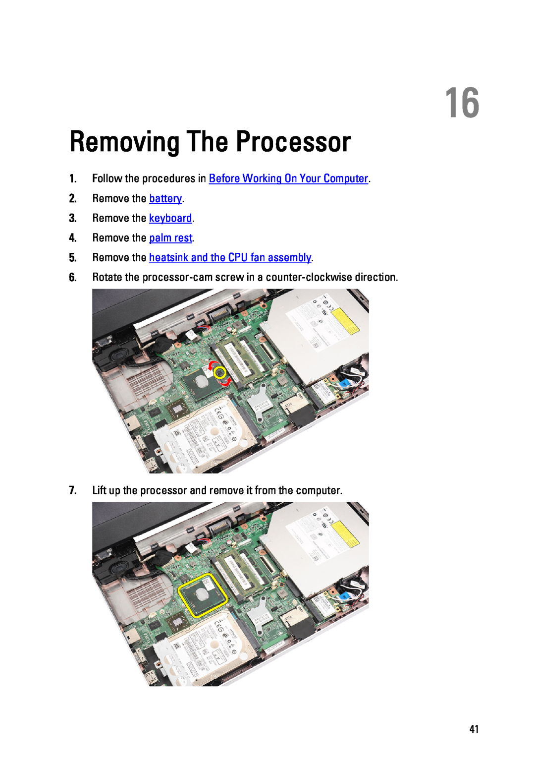 Dell P22G owner manual Removing The Processor, Remove the heatsink and the CPU fan assembly 