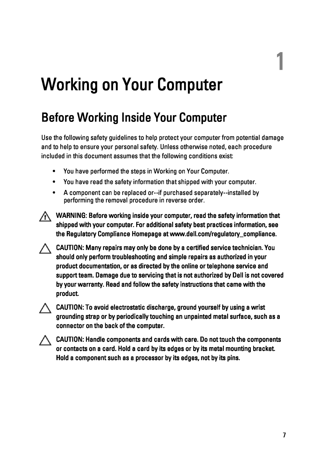 Dell P22G owner manual Working on Your Computer, Before Working Inside Your Computer 