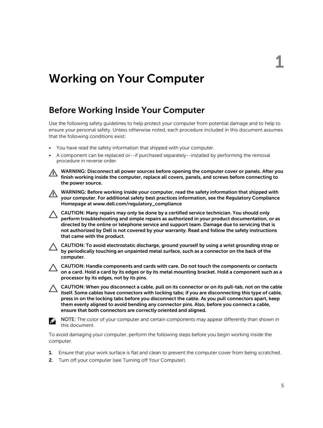 Dell P22S002 owner manual Working on Your Computer, Before Working Inside Your Computer 