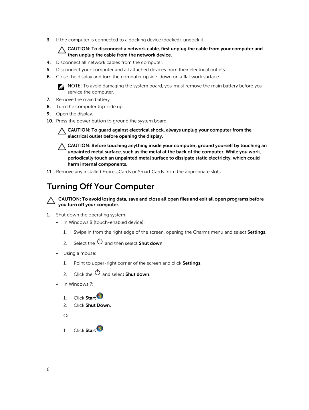 Dell P22S002 owner manual Turning Off Your Computer 