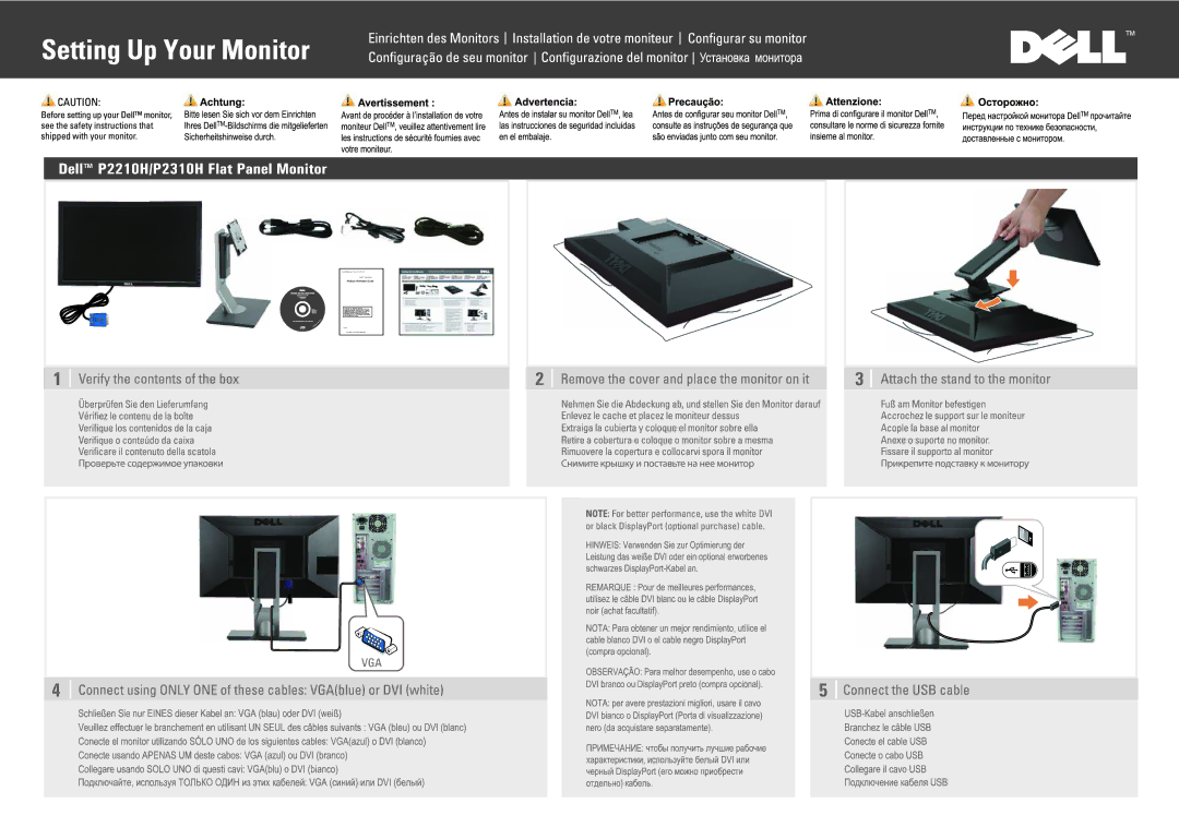 Dell P2210H, P2310H manual 