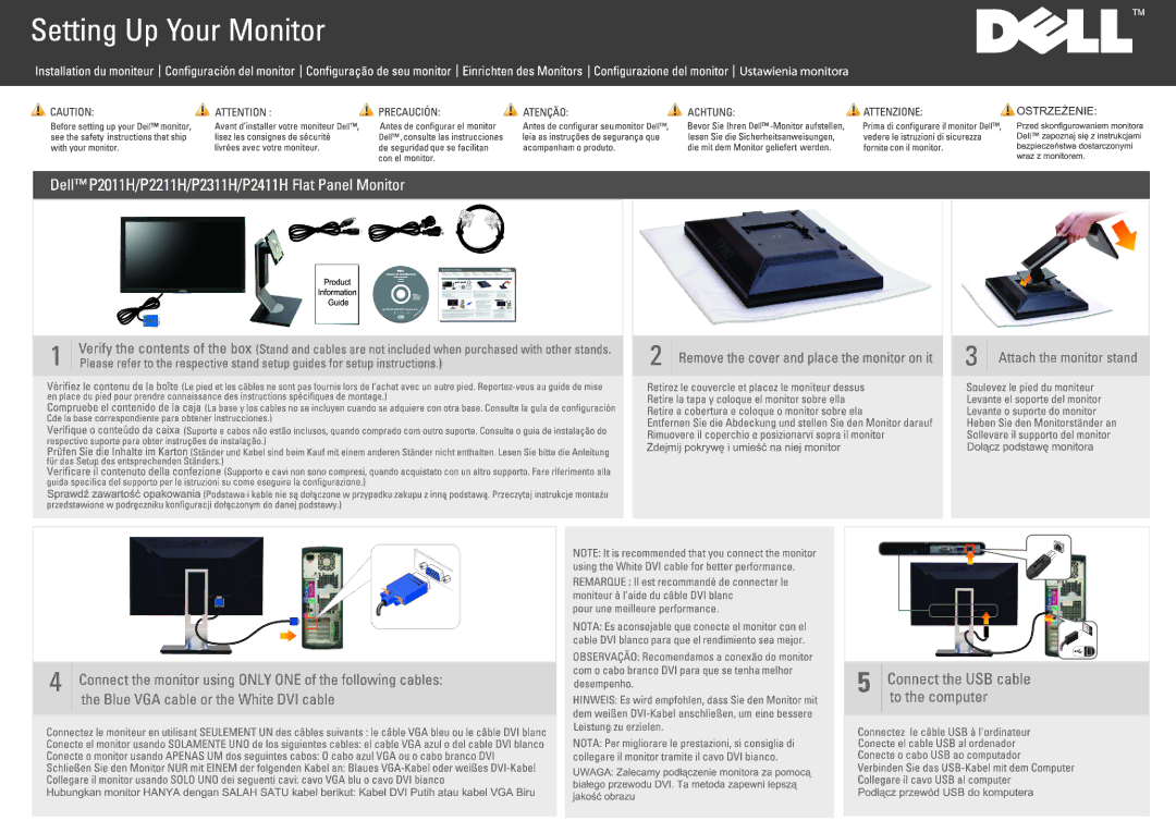 Dell appendix Dell P2211H/P2311H Flat Panel Monitor Users Guide 