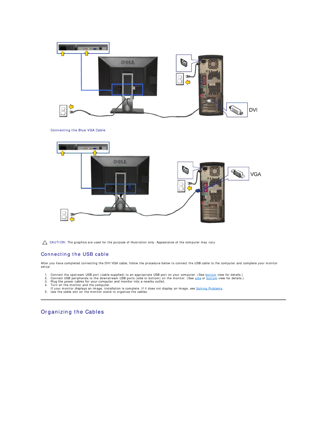 Dell P2411H appendix Organizing the Cables, Connecting the USB cable 