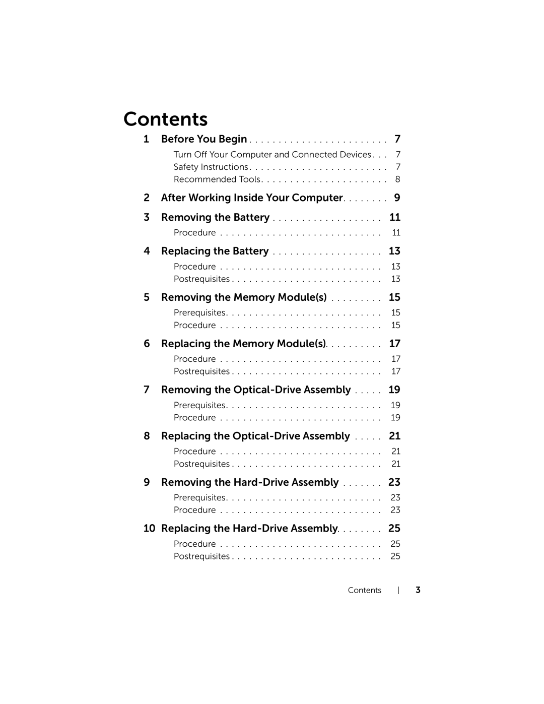 Dell P28F001 manual Contents 