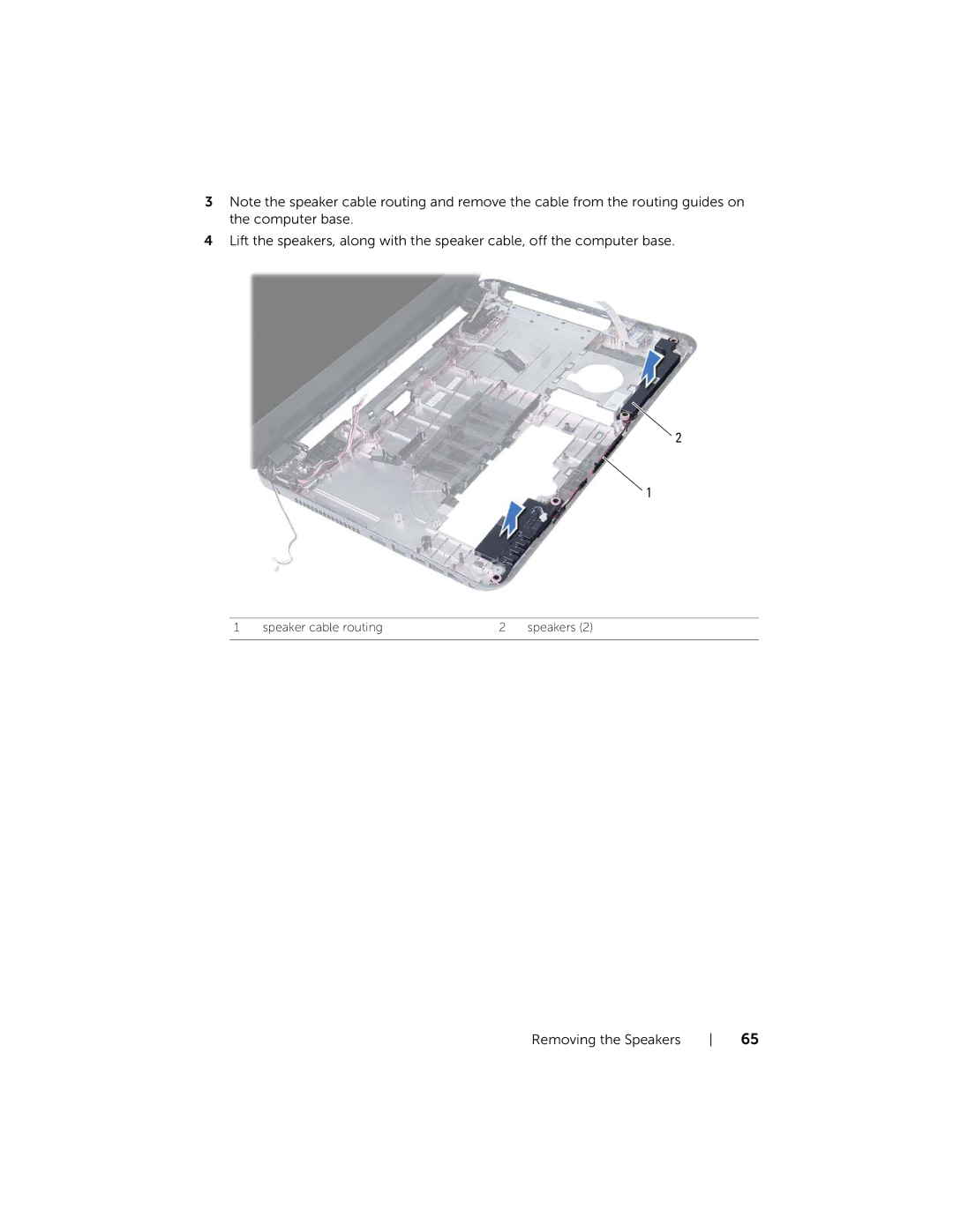 Dell P28F001 manual Speaker cable routing Speakers 