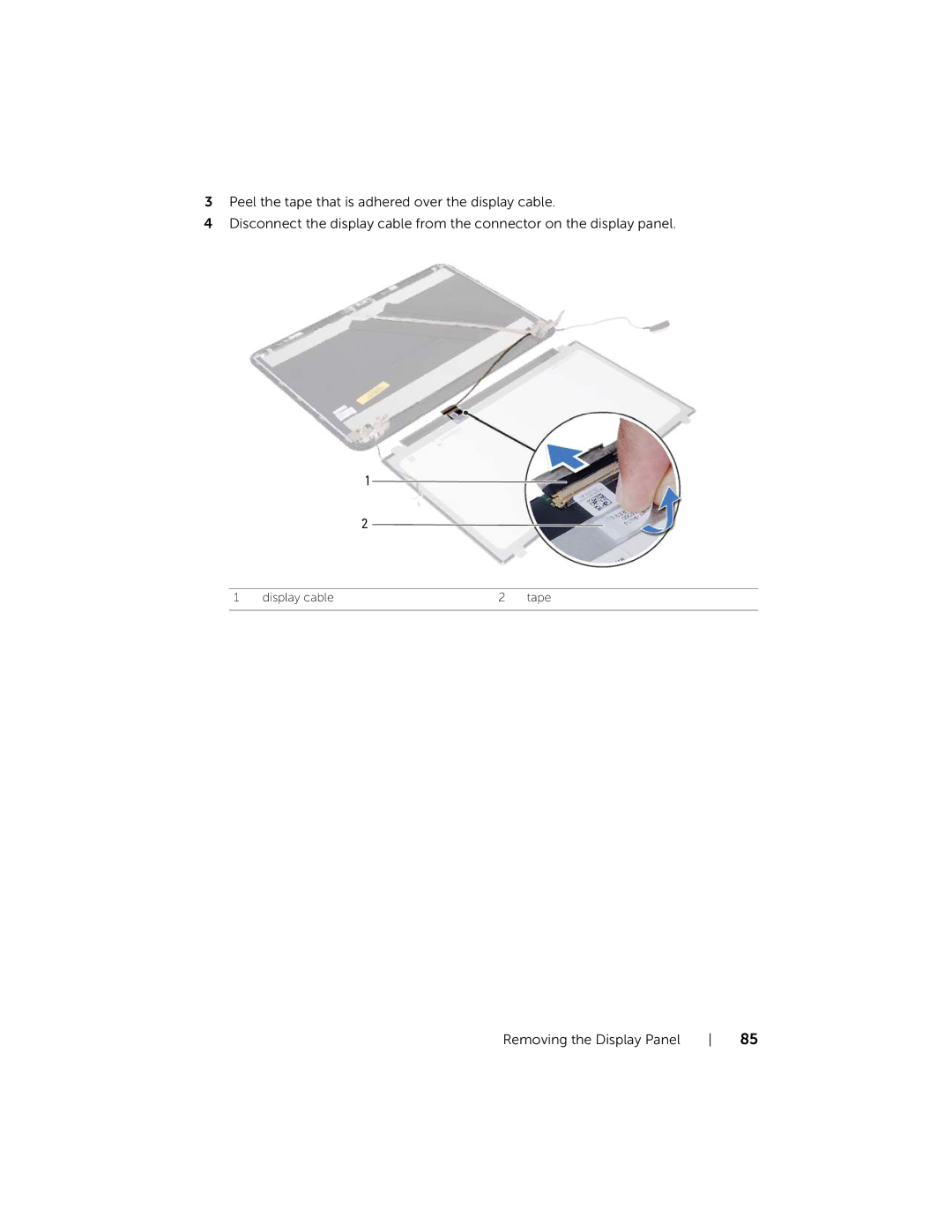 Dell P28F001 manual Display cable Tape 