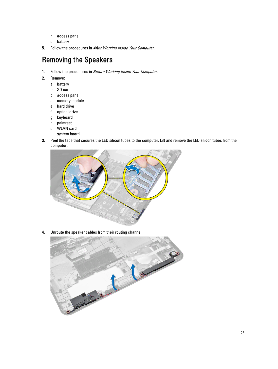 Dell P28F004 owner manual Removing the Speakers 