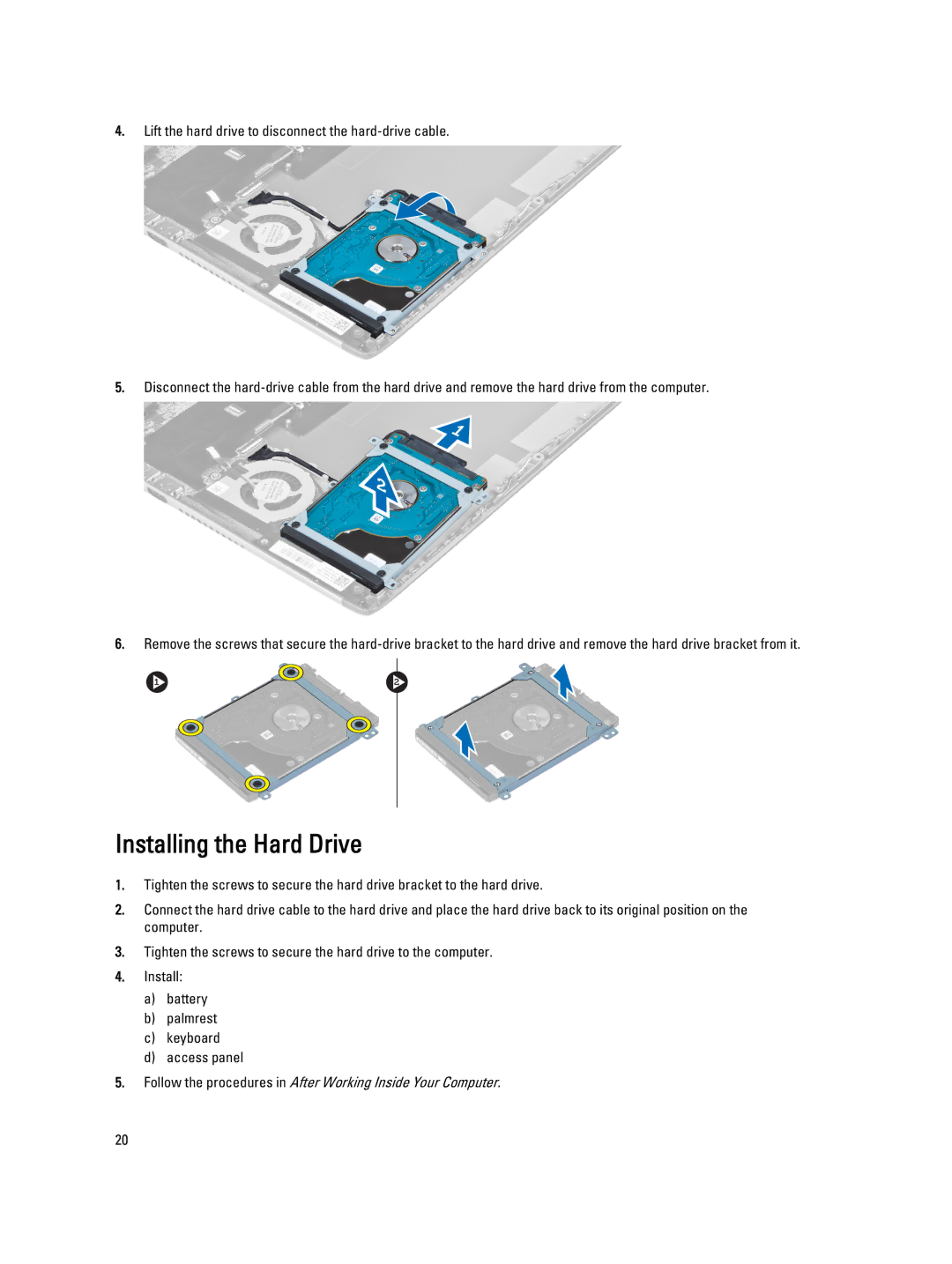 Dell P32G owner manual Installing the Hard Drive 