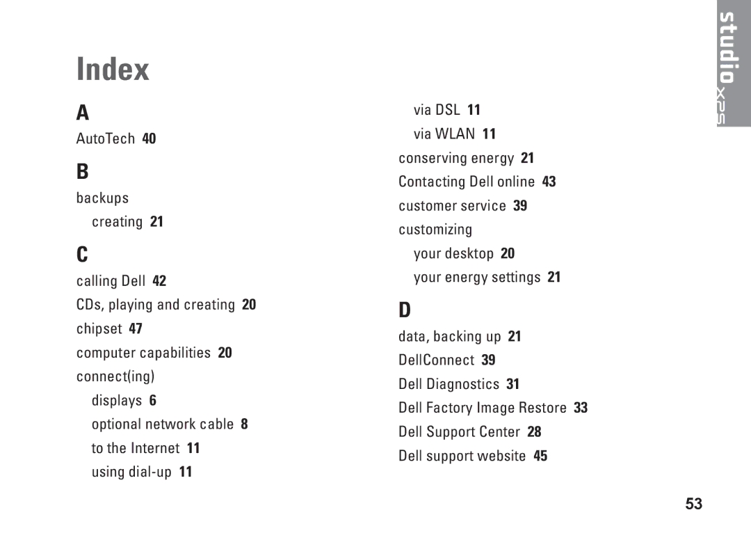 Dell 435MT, P368K, DCMMF setup guide Index 