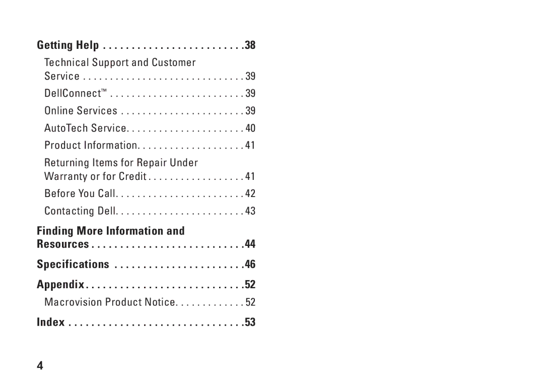 Dell P368K, 435MT, DCMMF setup guide Finding More Information Resources Specifications Appendix 