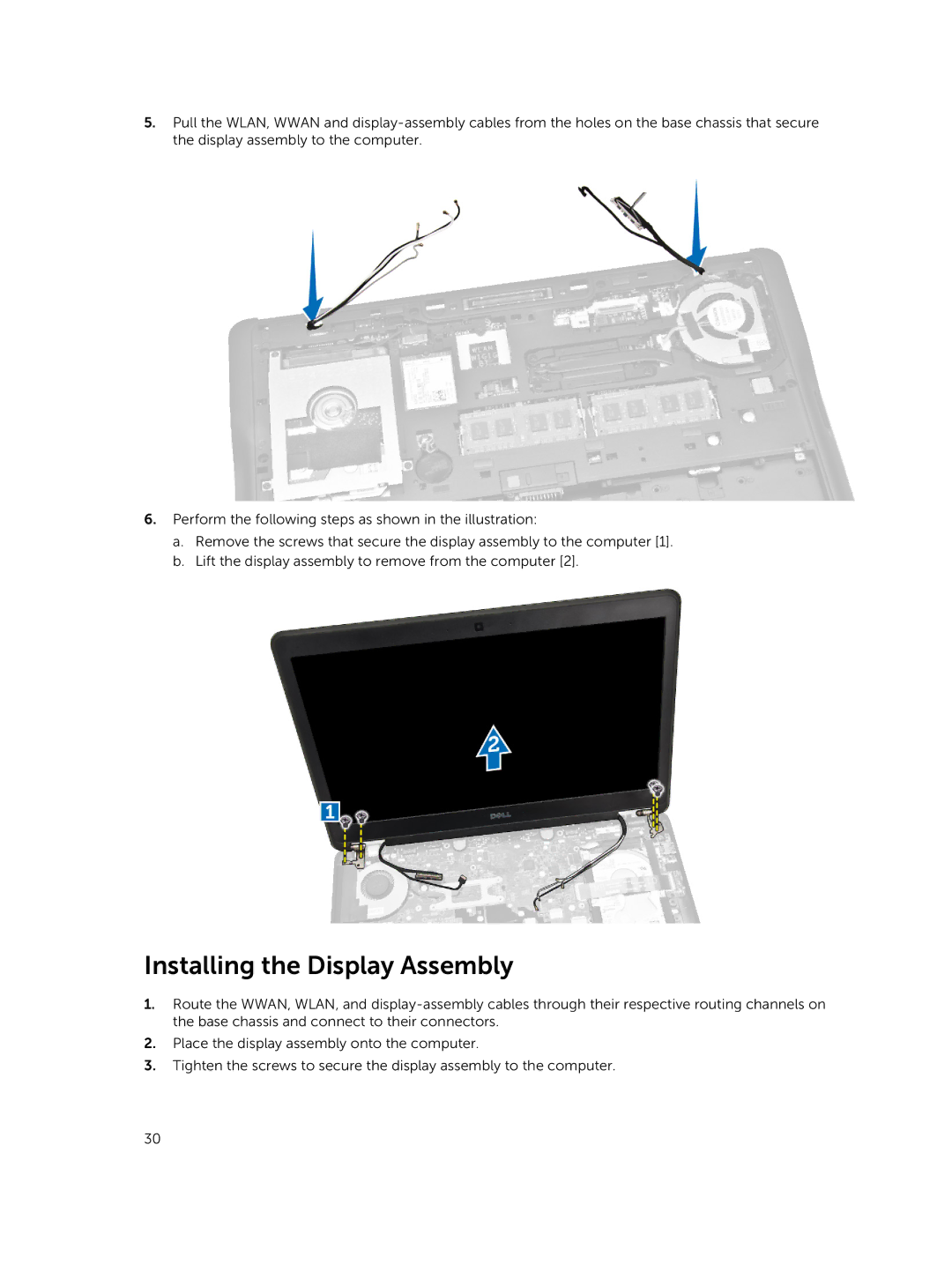 Dell P40G002 owner manual Installing the Display Assembly 