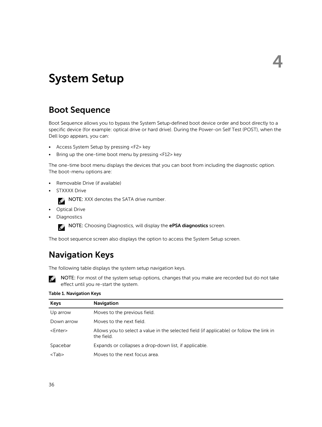 Dell P40G002 owner manual System Setup, Boot Sequence, Navigation Keys 