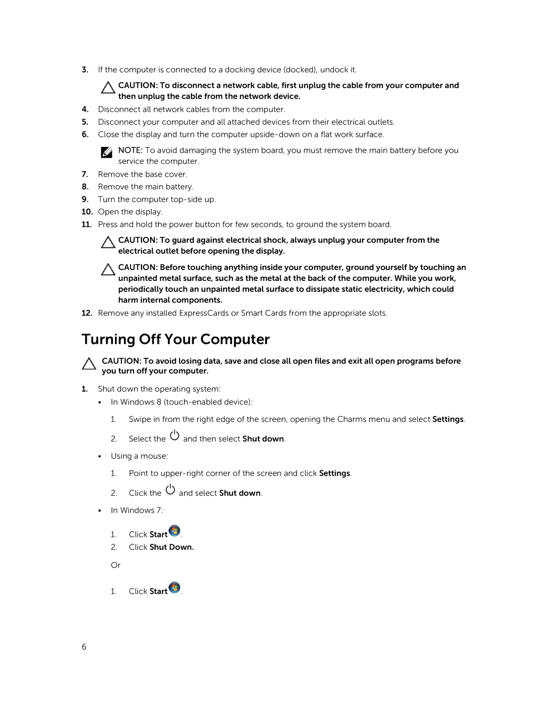 Dell P40G002 owner manual Turning Off Your Computer 