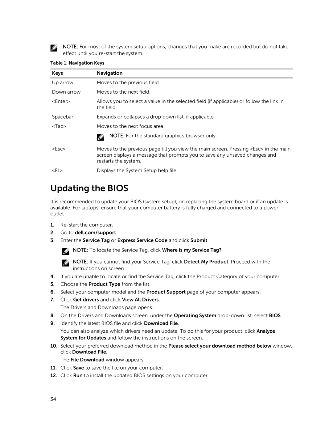 Dell P41G002 owner manual Updating the Bios 