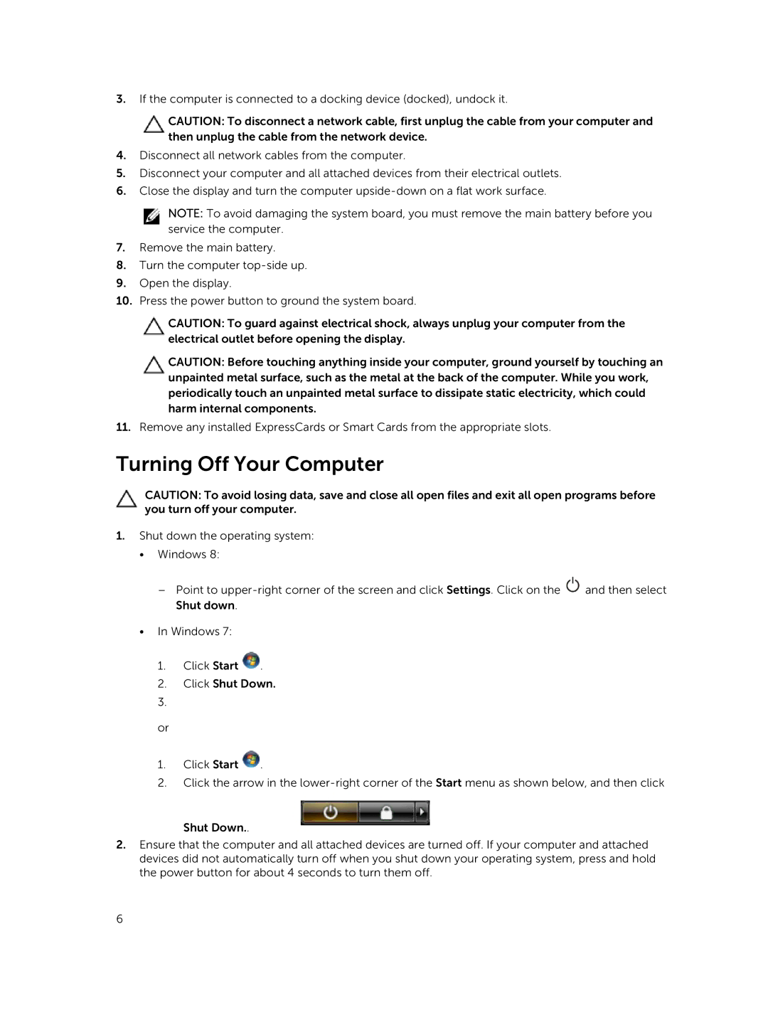 Dell P41G002 owner manual Turning Off Your Computer 