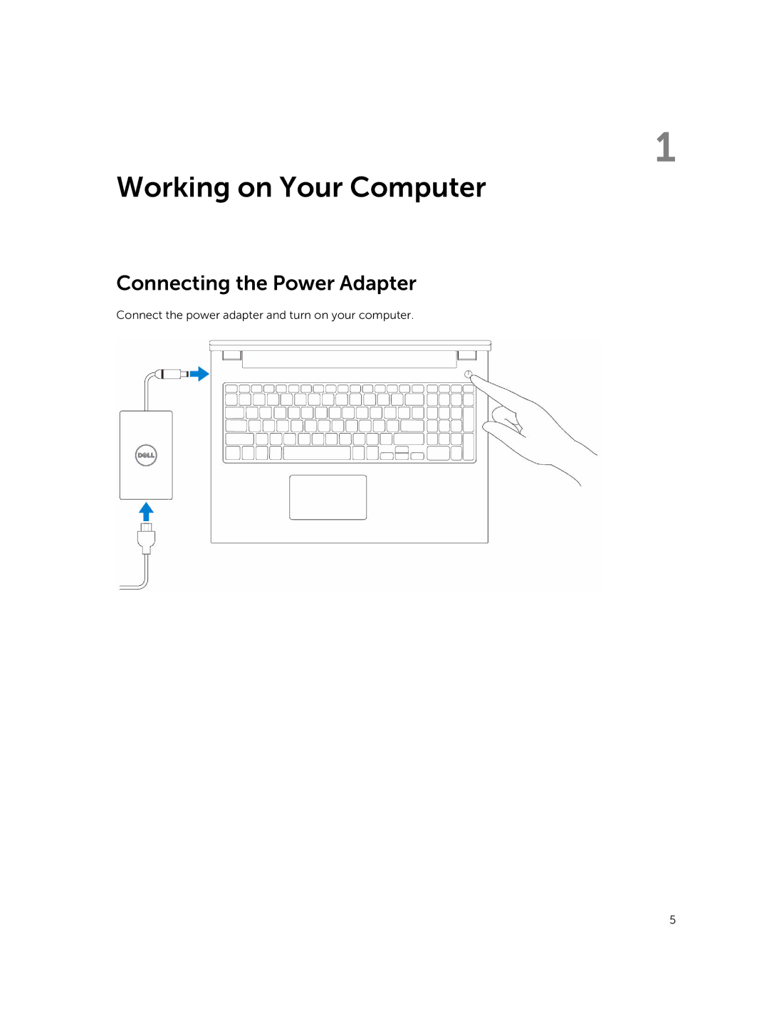 Dell P45F001 owner manual Working on Your Computer, Connecting the Power Adapter 