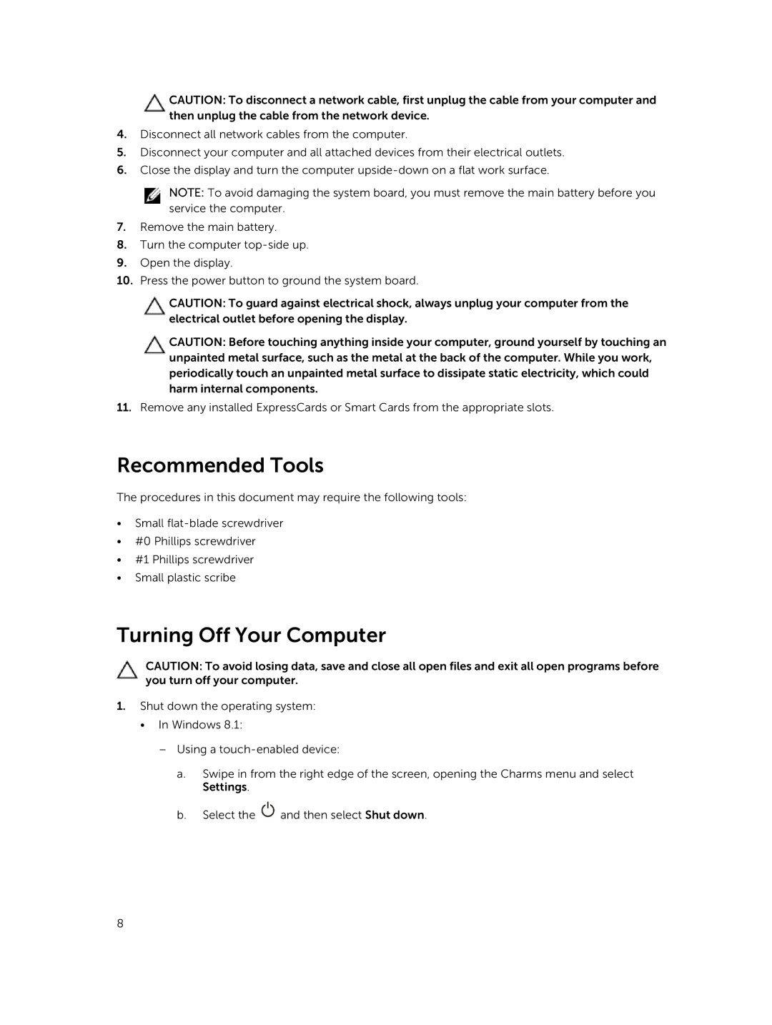 Dell P45F001 owner manual Recommended Tools, Turning Off Your Computer 