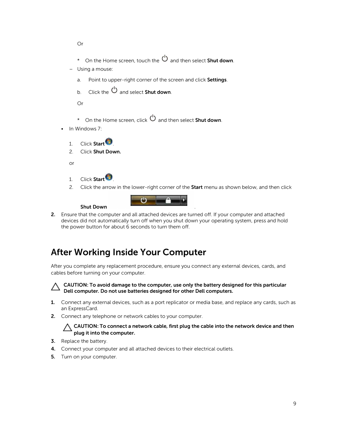 Dell P45F001 owner manual After Working Inside Your Computer 