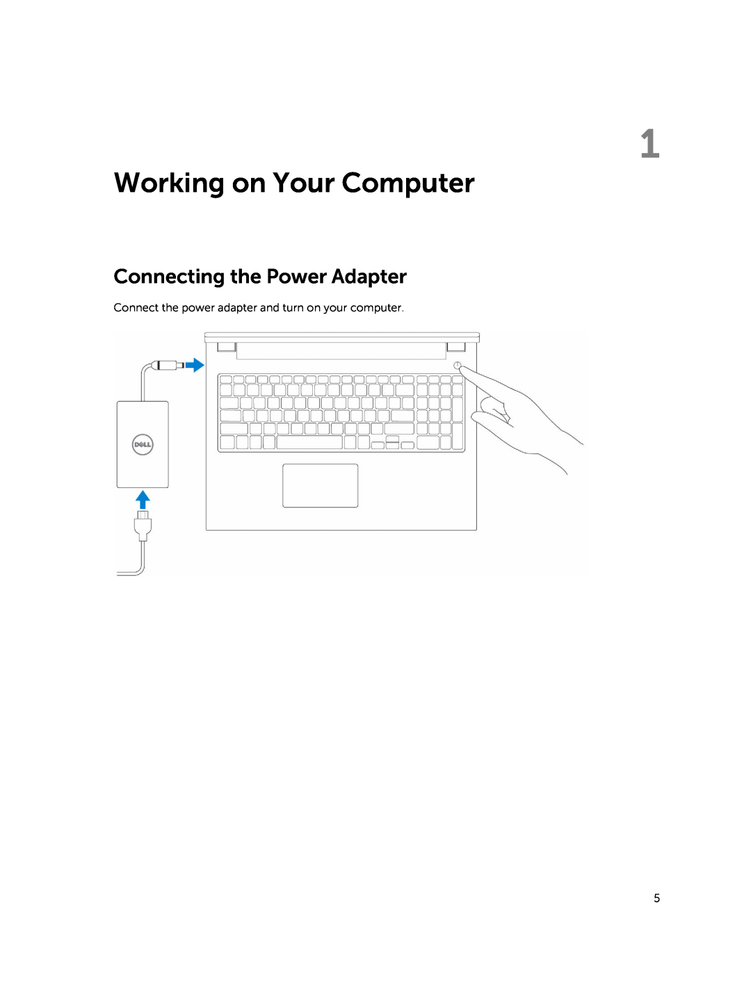 Dell P45F001 owner manual Working on Your Computer, Connecting the Power Adapter 