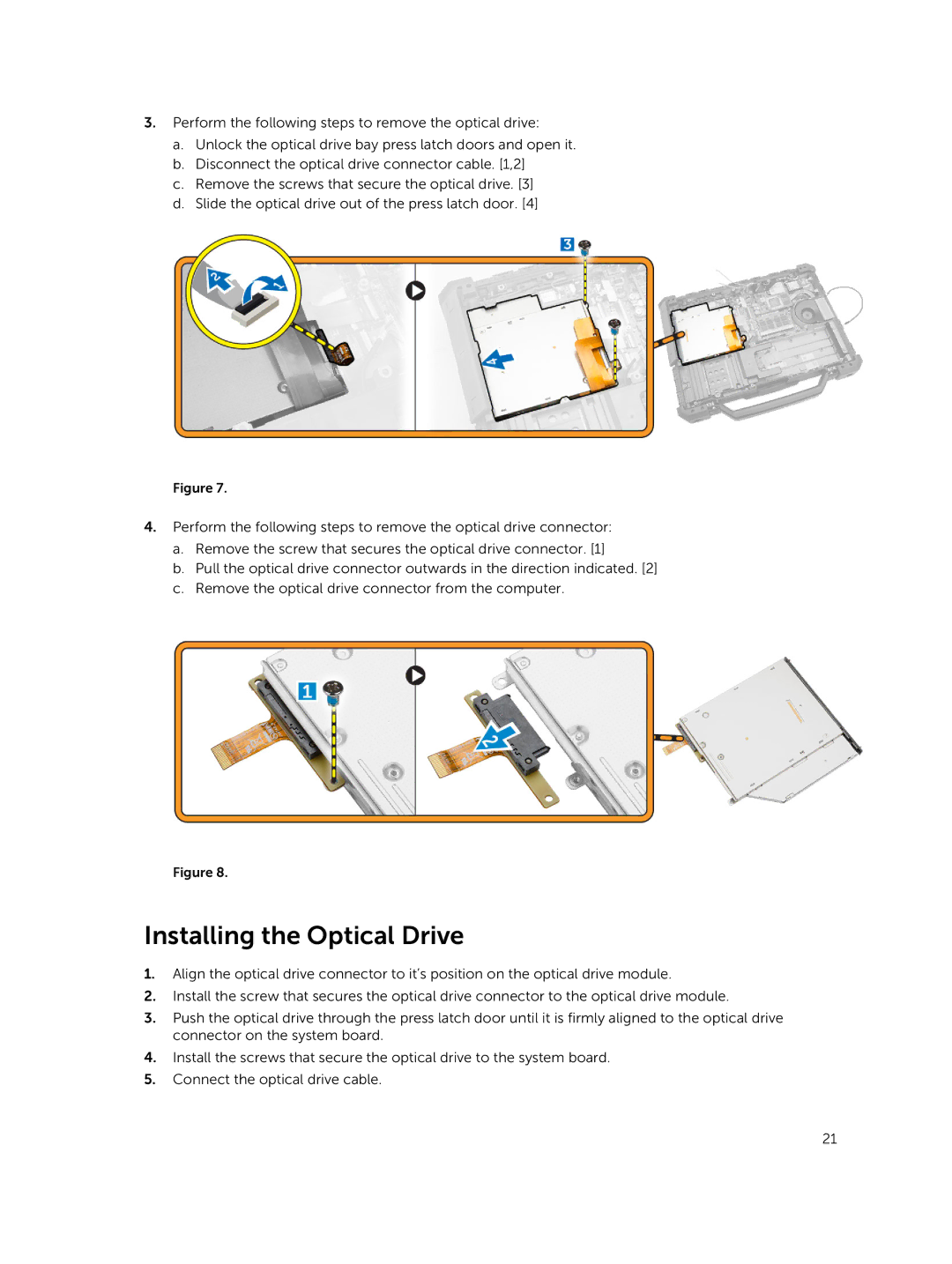 Dell P45G owner manual Installing the Optical Drive 