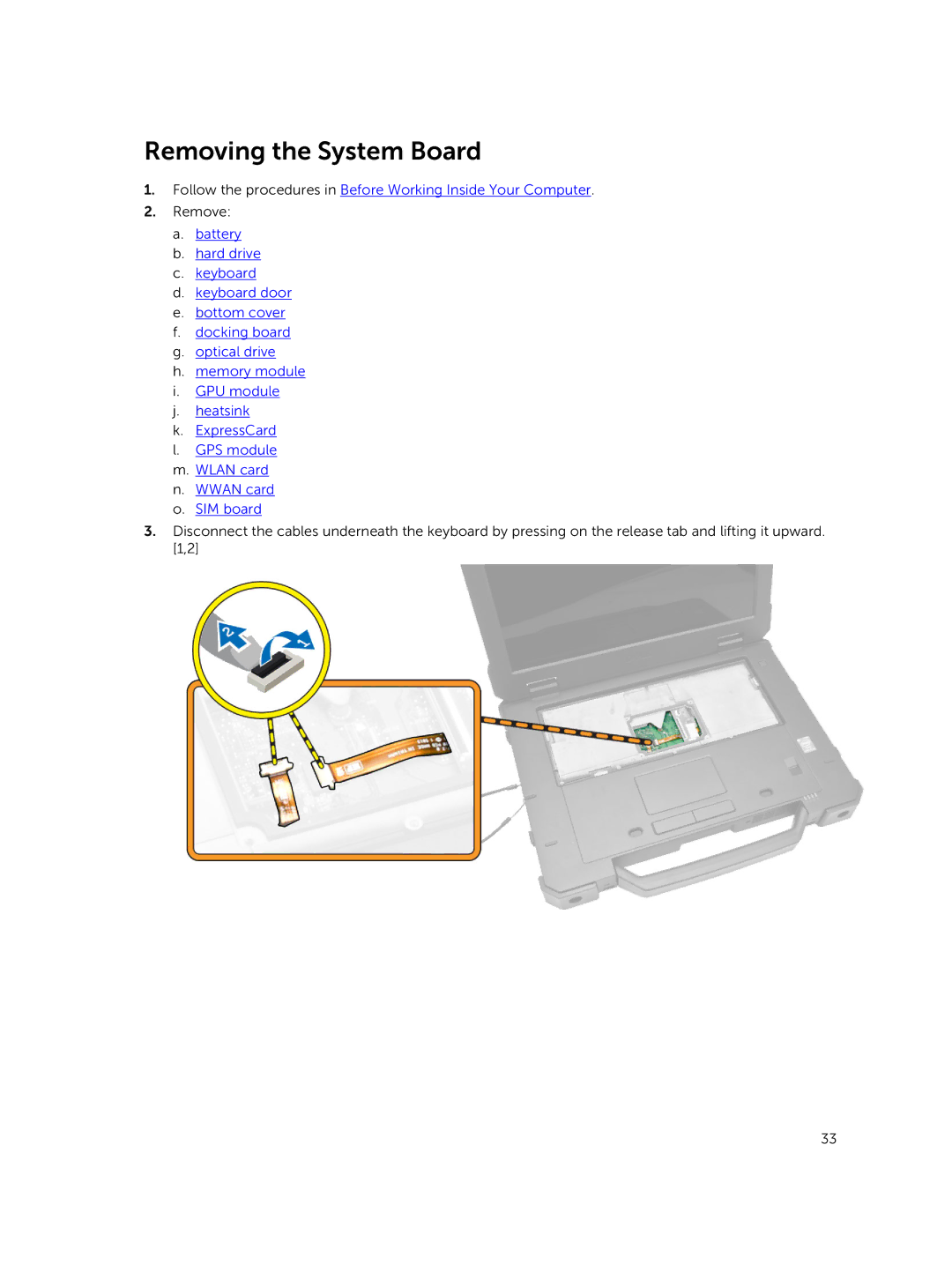 Dell P45G owner manual Removing the System Board 