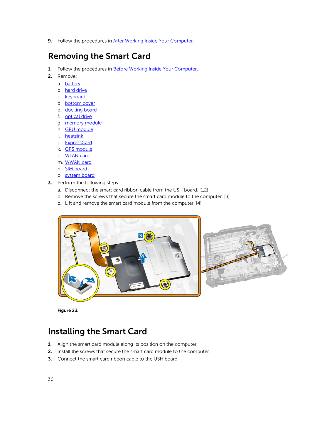 Dell P45G owner manual Removing the Smart Card, Installing the Smart Card 