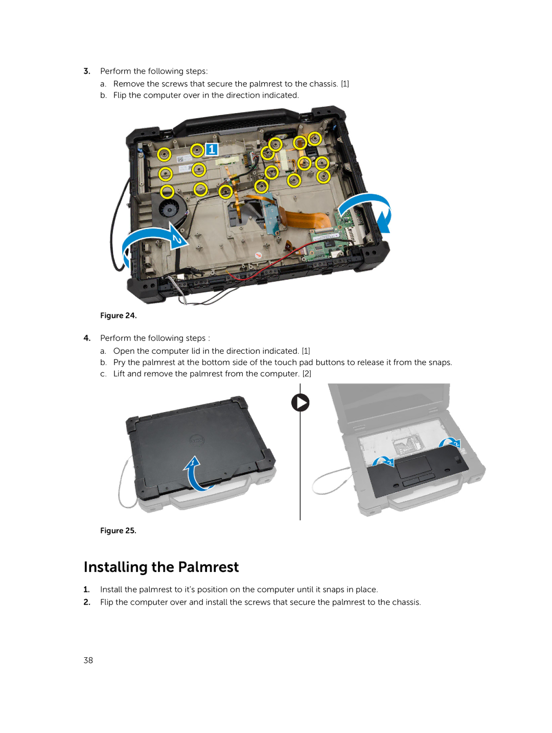 Dell P45G owner manual Installing the Palmrest 