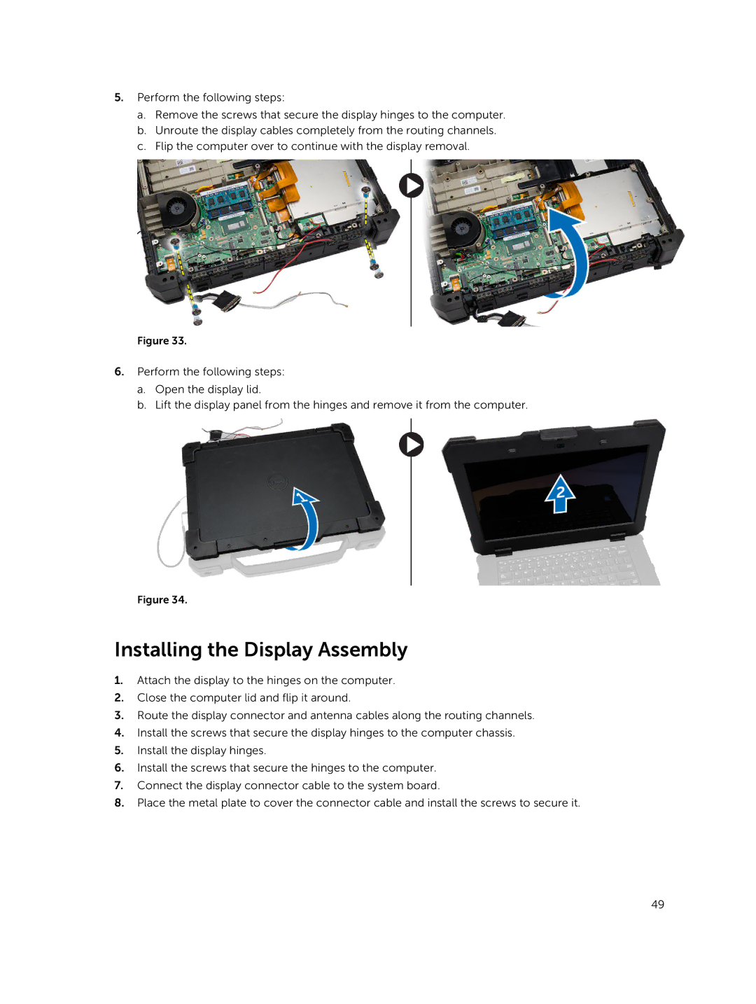 Dell P45G owner manual Installing the Display Assembly 