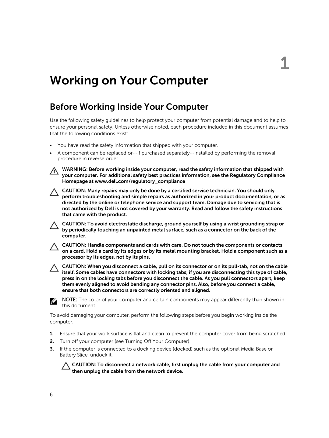 Dell P45G owner manual Working on Your Computer, Before Working Inside Your Computer 