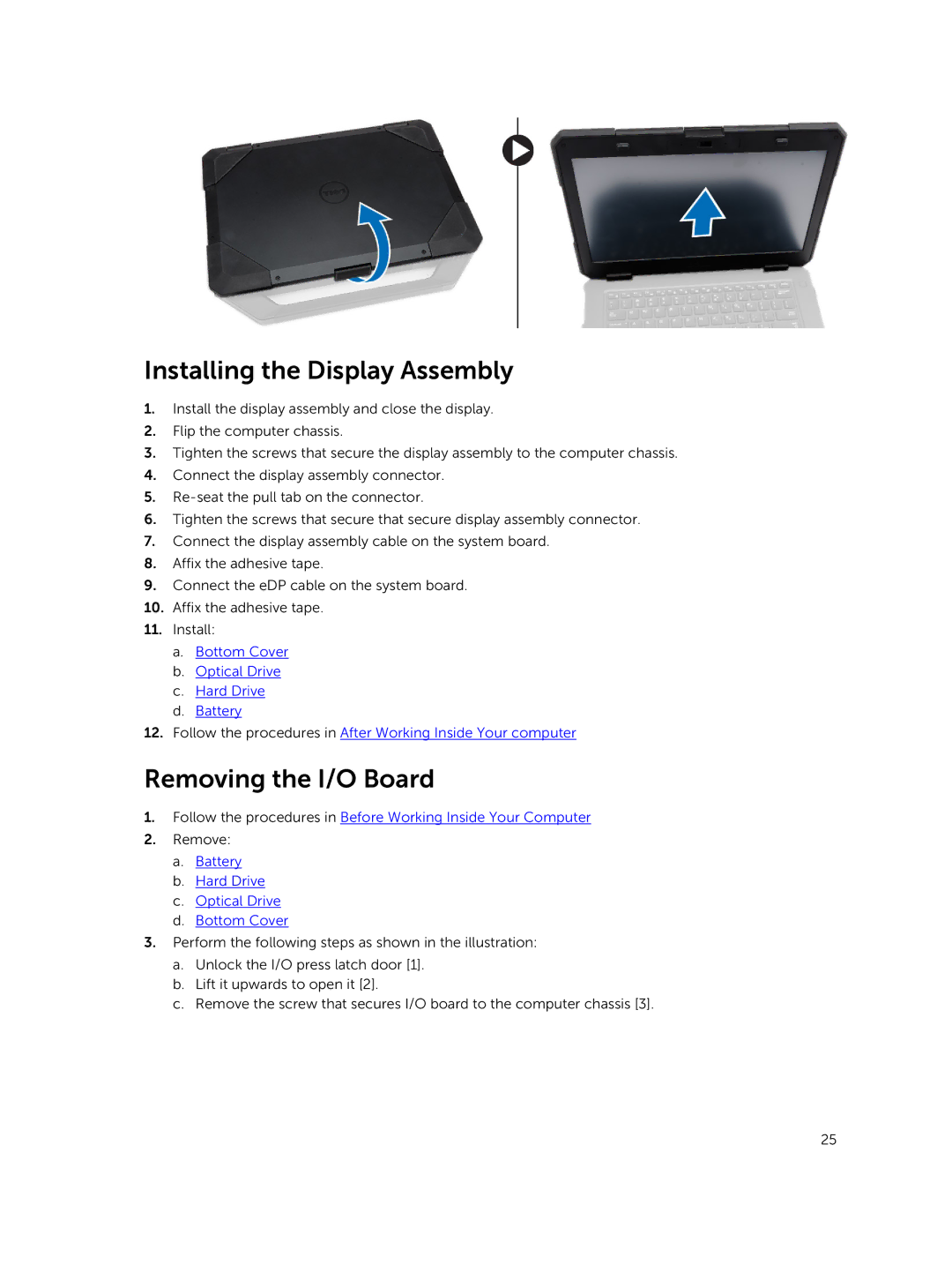 Dell P46G owner manual Installing the Display Assembly, Removing the I/O Board 