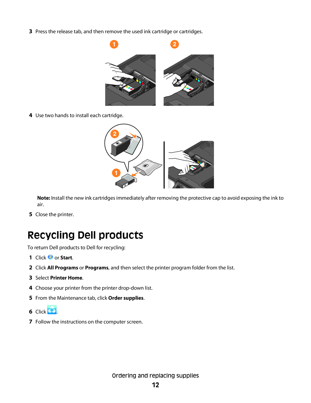 Dell P513w manual Recycling Dell products, Select Printer Home 