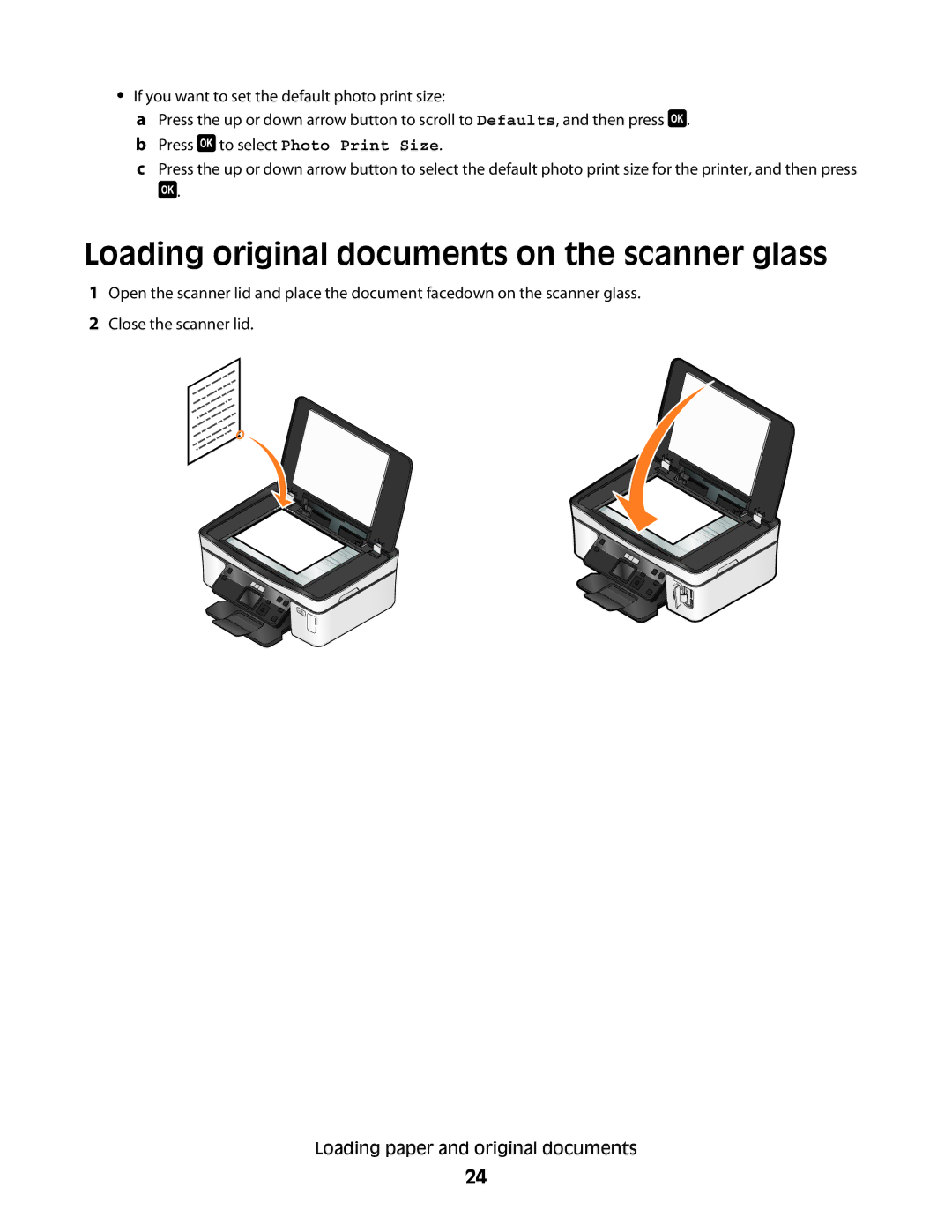 Dell P513w manual Loading original documents on the scanner glass 