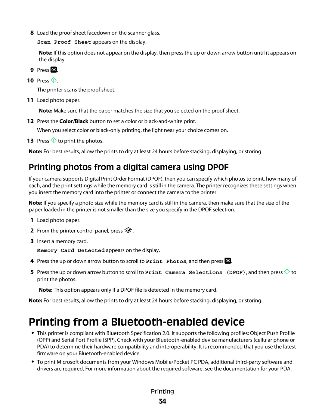 Dell P513w manual Printing photos from a digital camera using Dpof 