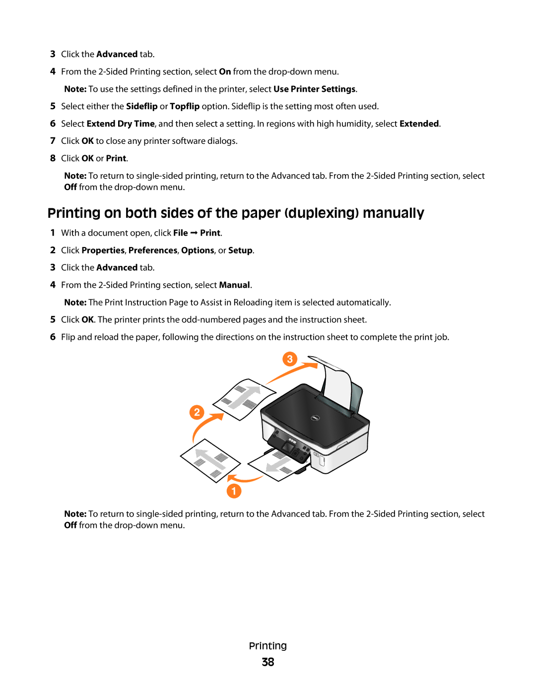 Dell P513w Printing on both sides of the paper duplexing manually 