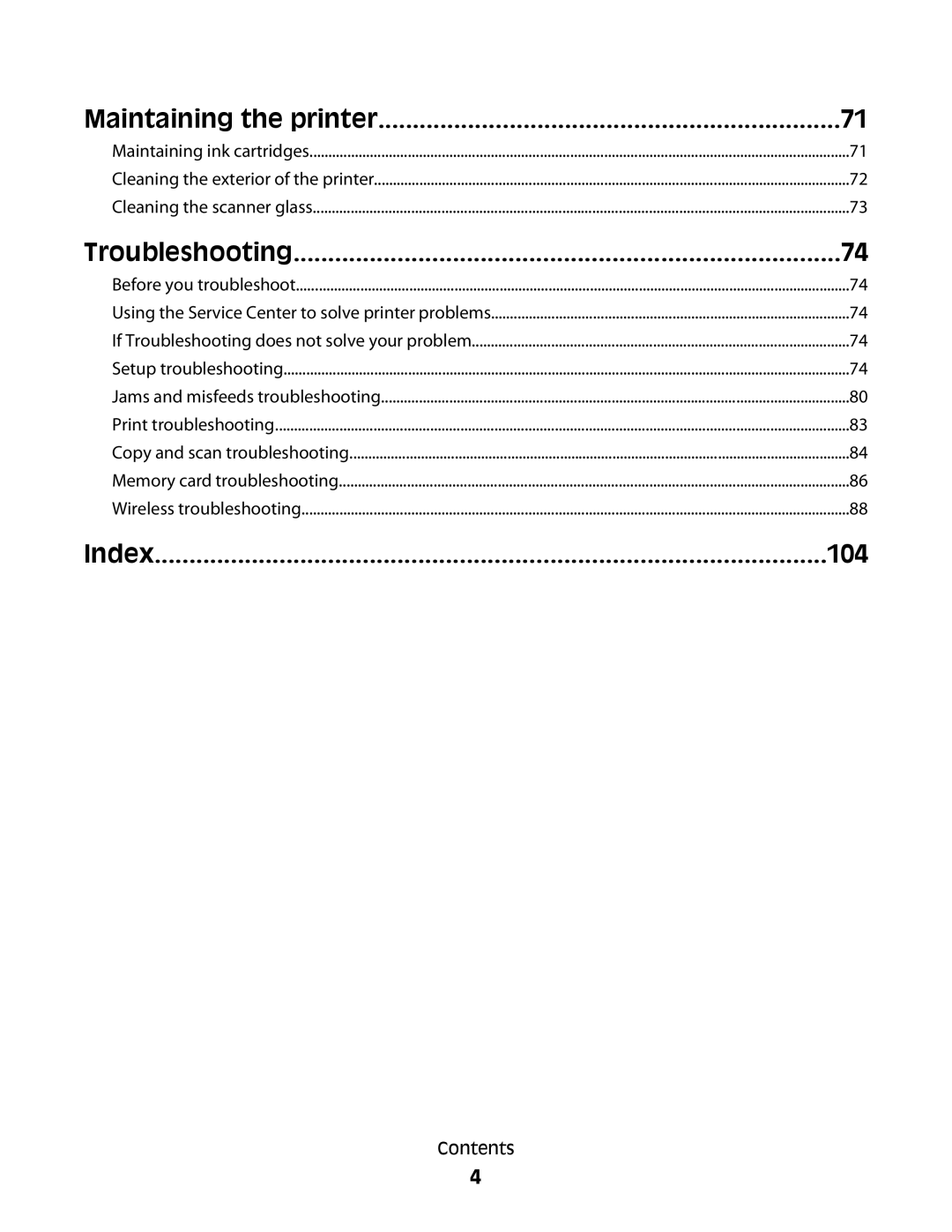 Dell P513w manual Troubleshooting, 104 