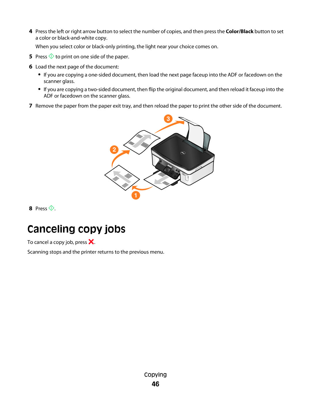 Dell P513w manual Canceling copy jobs 