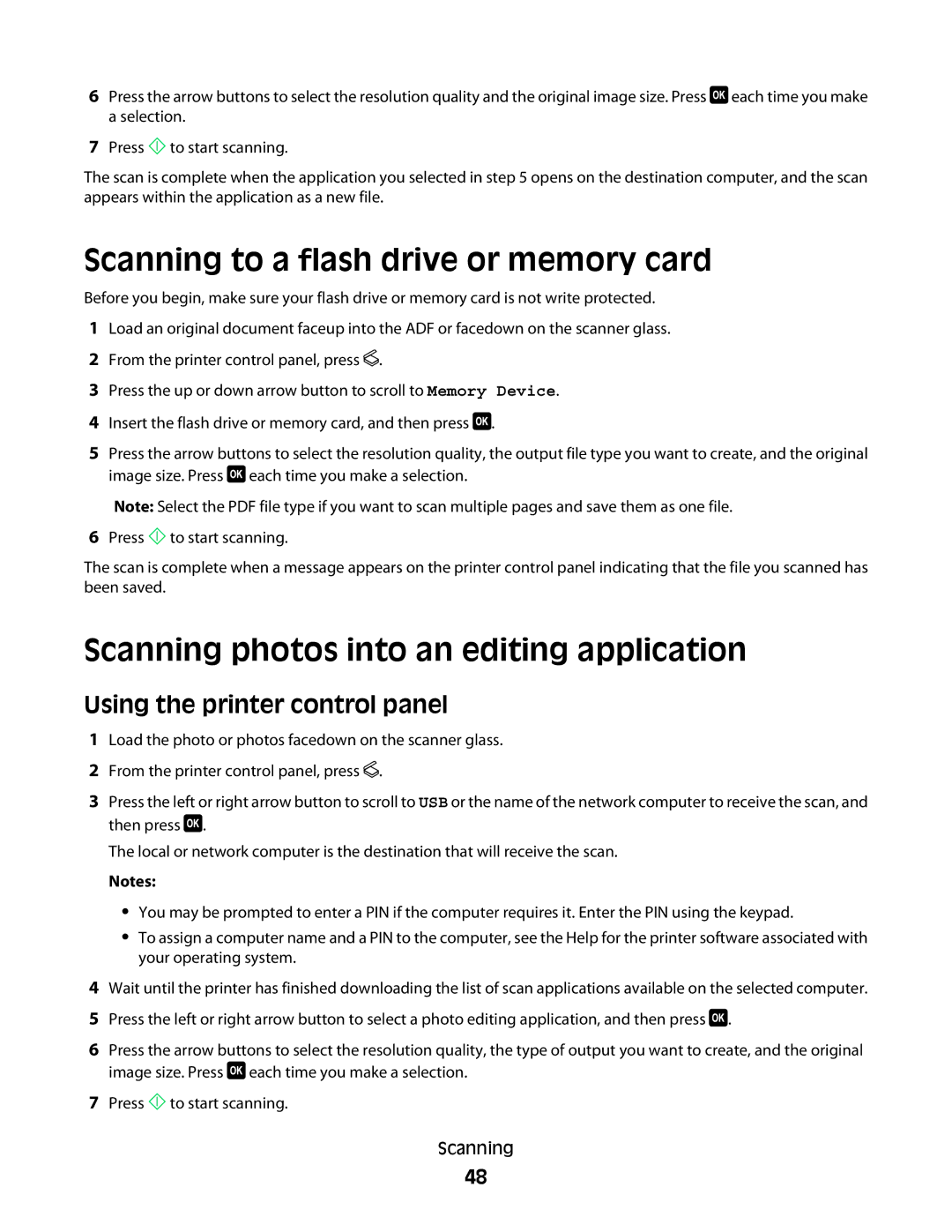 Dell P513w manual Scanning to a flash drive or memory card, Scanning photos into an editing application 