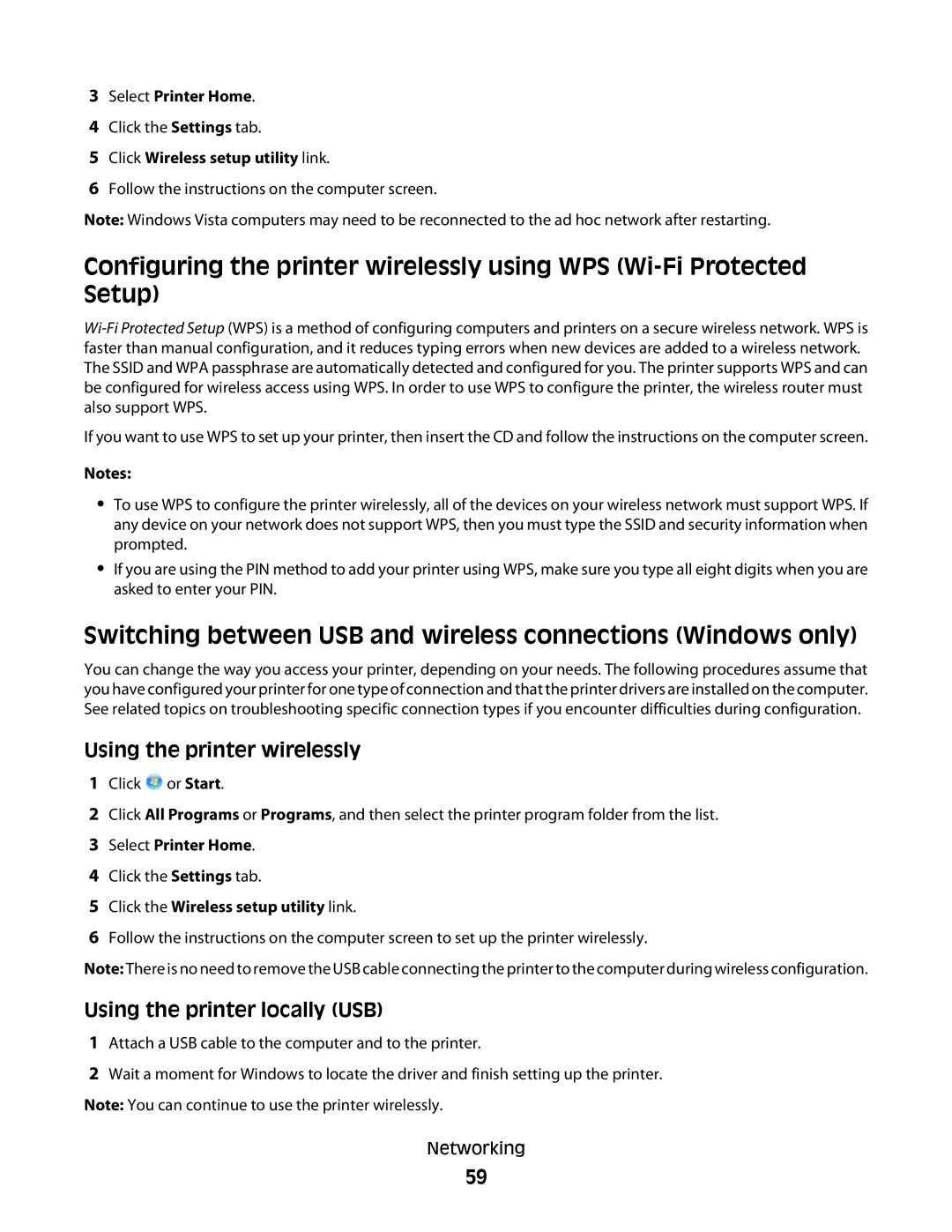 Dell P513w manual Switching between USB and wireless connections Windows only, Using the printer wirelessly 