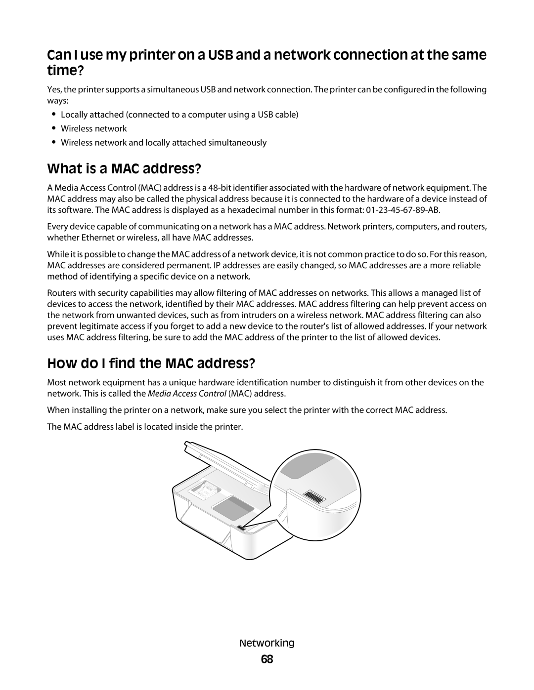 Dell P513w manual What is a MAC address?, How do I find the MAC address? 