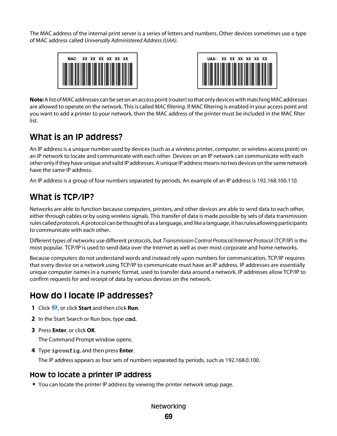 Dell P513w What is an IP address?, What is TCP/IP?, How do I locate IP addresses?, How to locate a printer IP address 