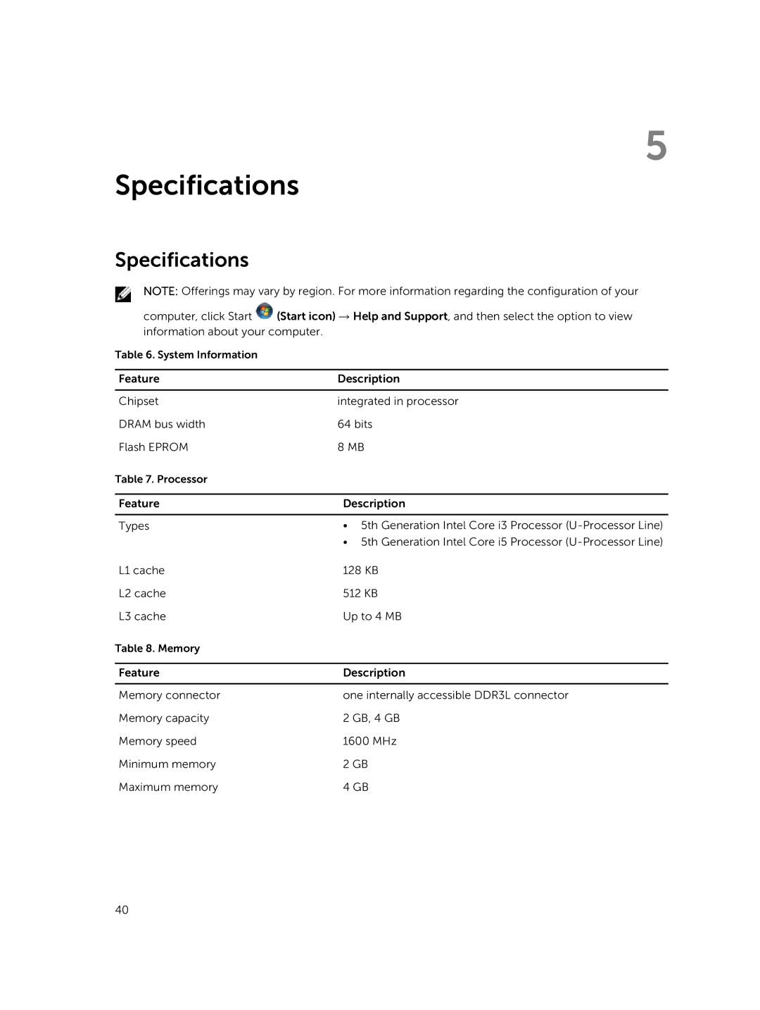 Dell P52G owner manual Specifications 