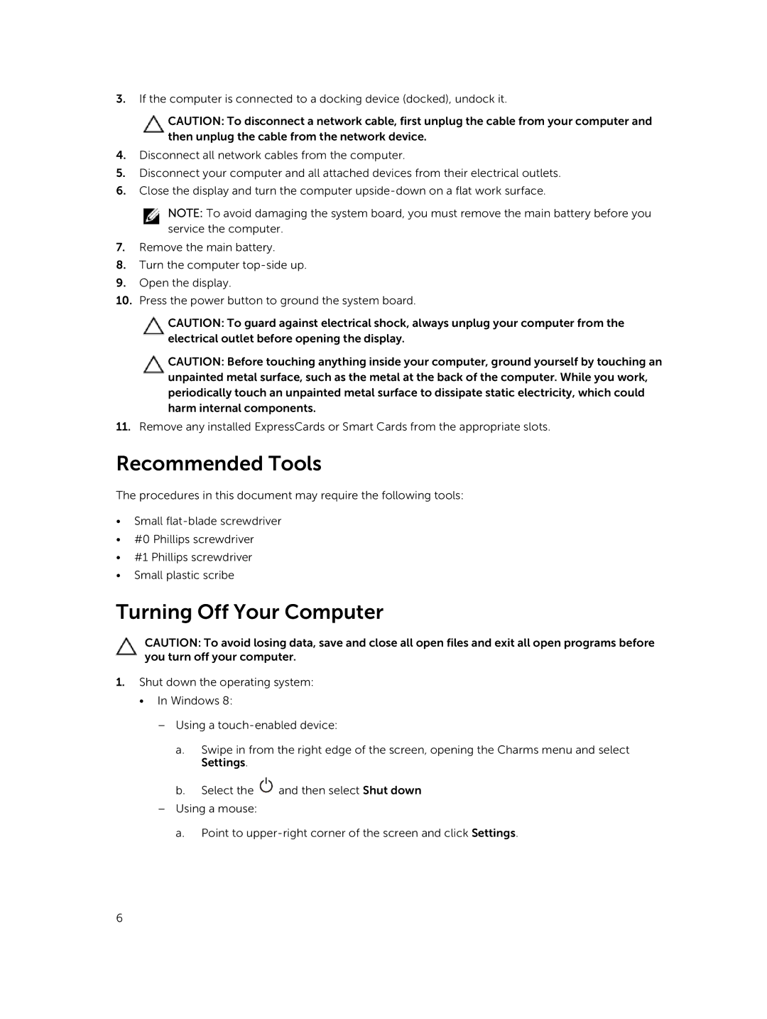 Dell P52G owner manual Recommended Tools, Turning Off Your Computer 