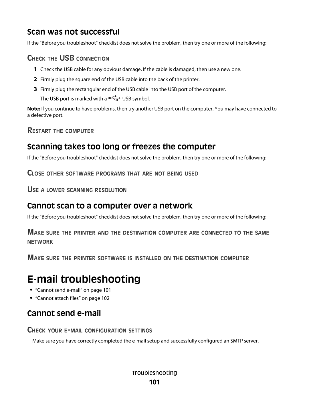 Dell P713w manual Mail troubleshooting, Scan was not successful, Scanning takes too long or freezes the computer 