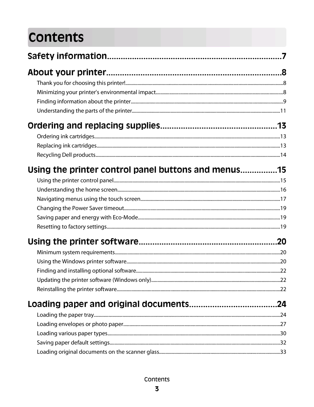 Dell P713w manual Contents 