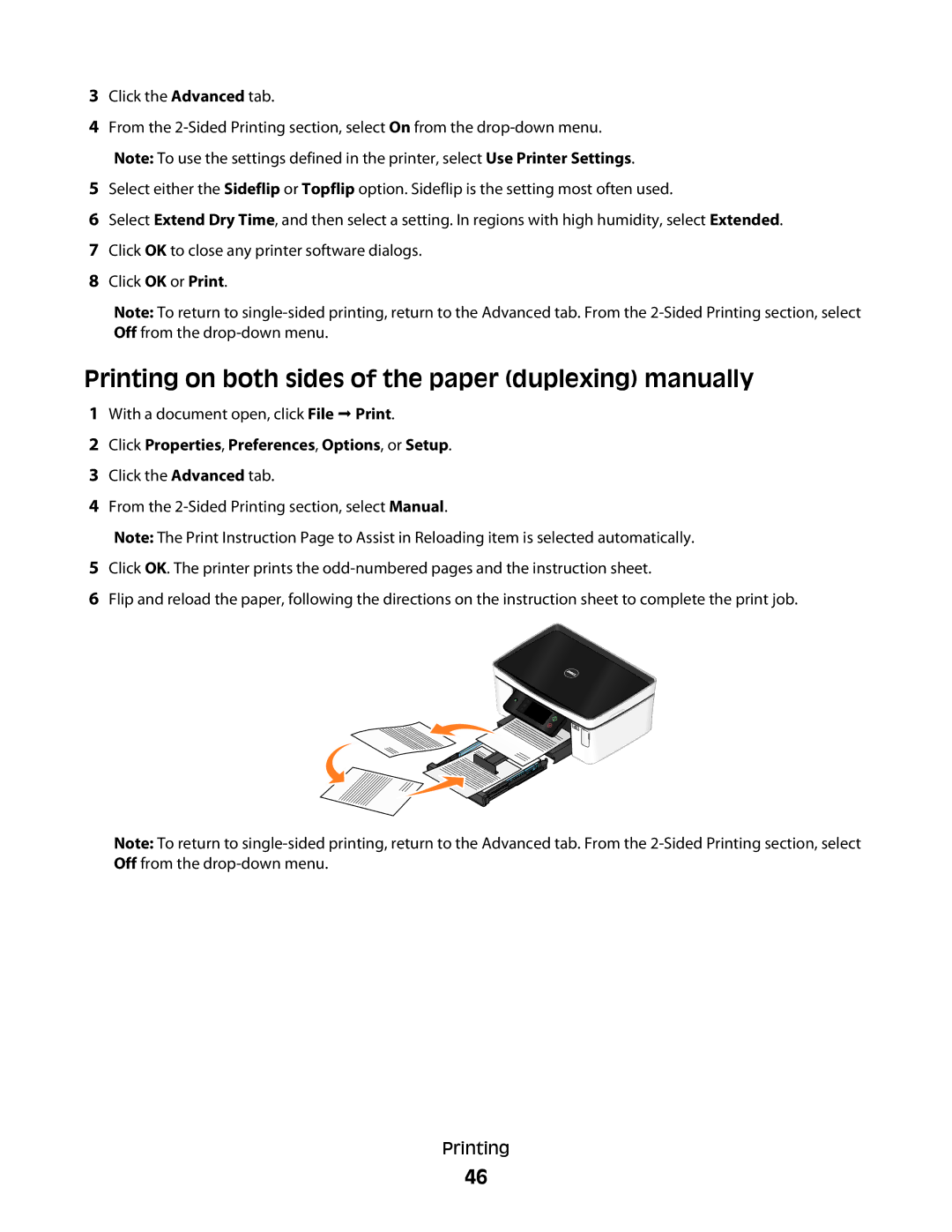 Dell P713w Printing on both sides of the paper duplexing manually 