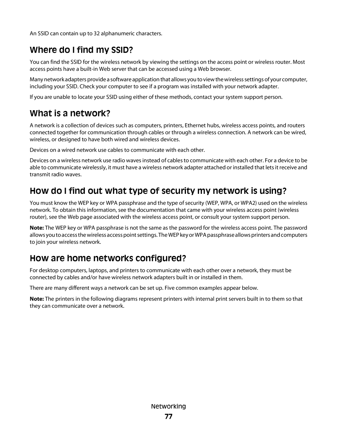 Dell P713w manual Where do I find my SSID?, What is a network?, How are home networks configured? 