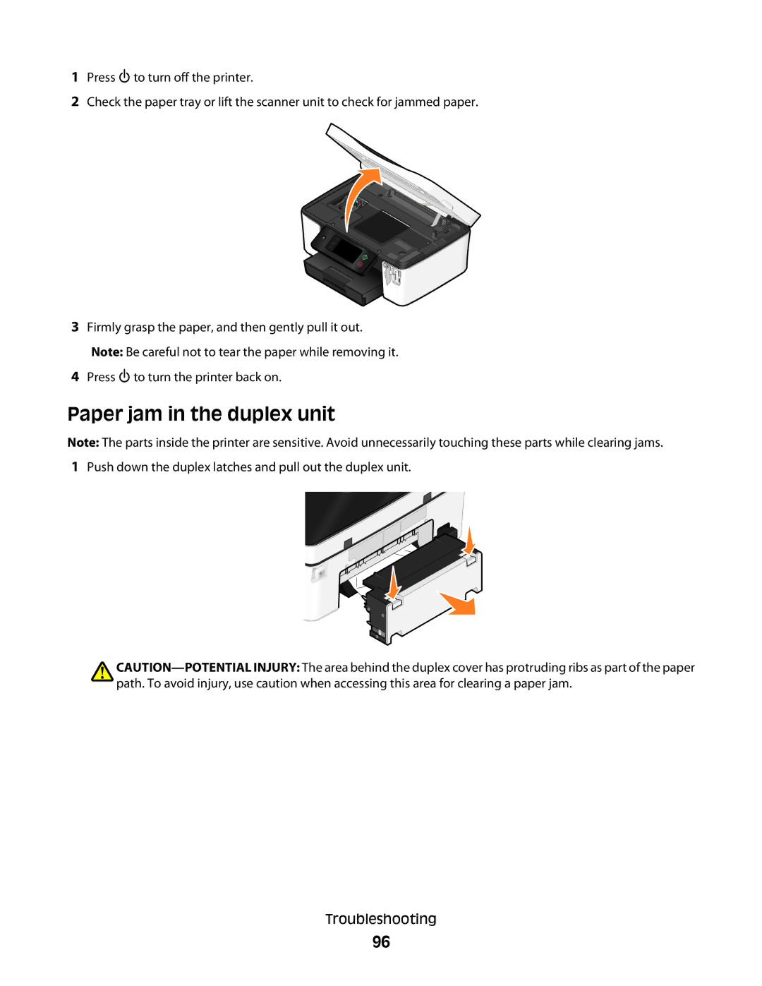 Dell P713w manual Paper jam in the duplex unit 