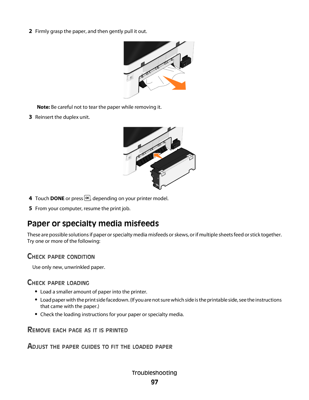 Dell P713w manual Paper or specialty media misfeeds, Check Paper Condition, Check Paper Loading 